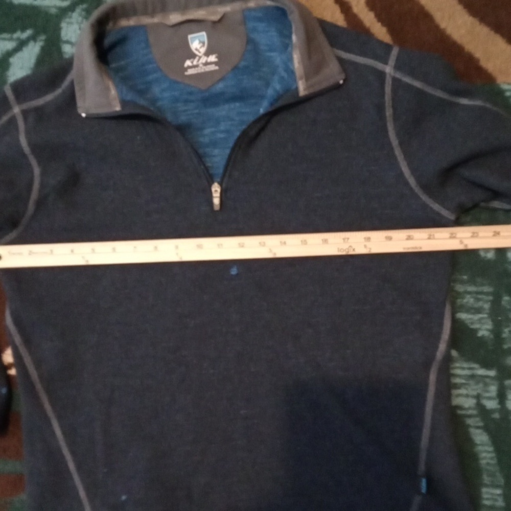 KÜHL Blue Quarter-Zip Pullover Blue Chianti Wool Blend Outdoors Mens M - Picture 11 of 13